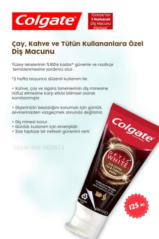 Colgate Optic White  50 ml, Çay ve Tütün Kullananlar İçin 125 ml Diş Macunu ve ROSIE