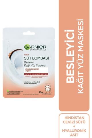 Süt Bombası Besleyici Kağıt Yüz Maskesi Hindistan Cevizi 3'lü Set