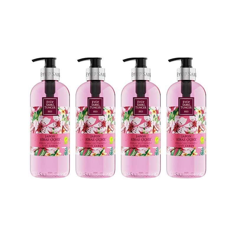 Eyüp Sabri Tuncer Japon Kiraz Çiçeği Doğal Zeytinyağlı Sıvı Sabun 500 ml - 4 Adet