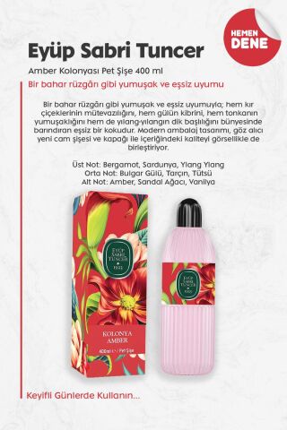Eyüp Sabri Tuncer Amber Kolonyası Pet Şişe 400 ml