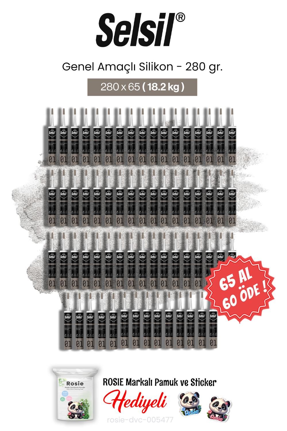 Selsil 65 AL 60 ÖDE 280 gr Genel Amaçlı Silikon ve rosie pamuk