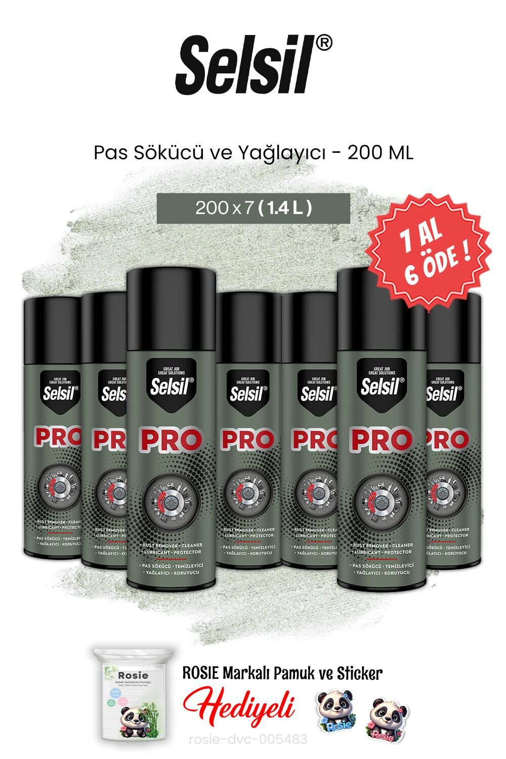 Selsil Pas Sökücü ve Yağlayıcı 200 ML 7 AL 6 ÖDE ve rosie pamuk