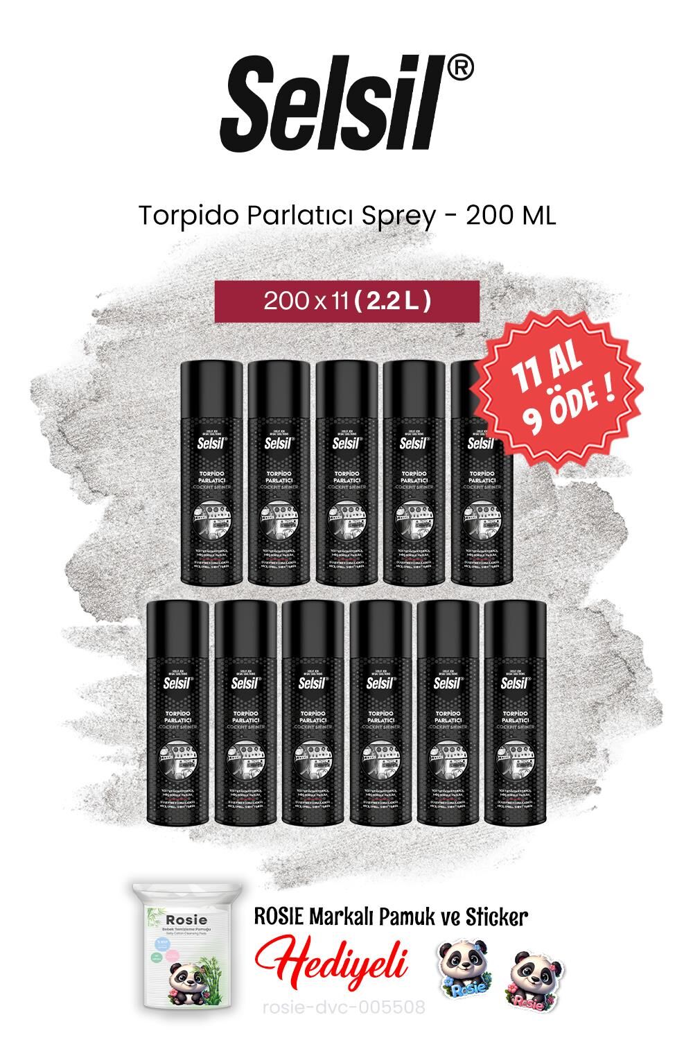 Selsil Motor Torpido Parlatıcı Sprey, 200 ml, 11 AL 9 ÖDE ve rosie pamuk