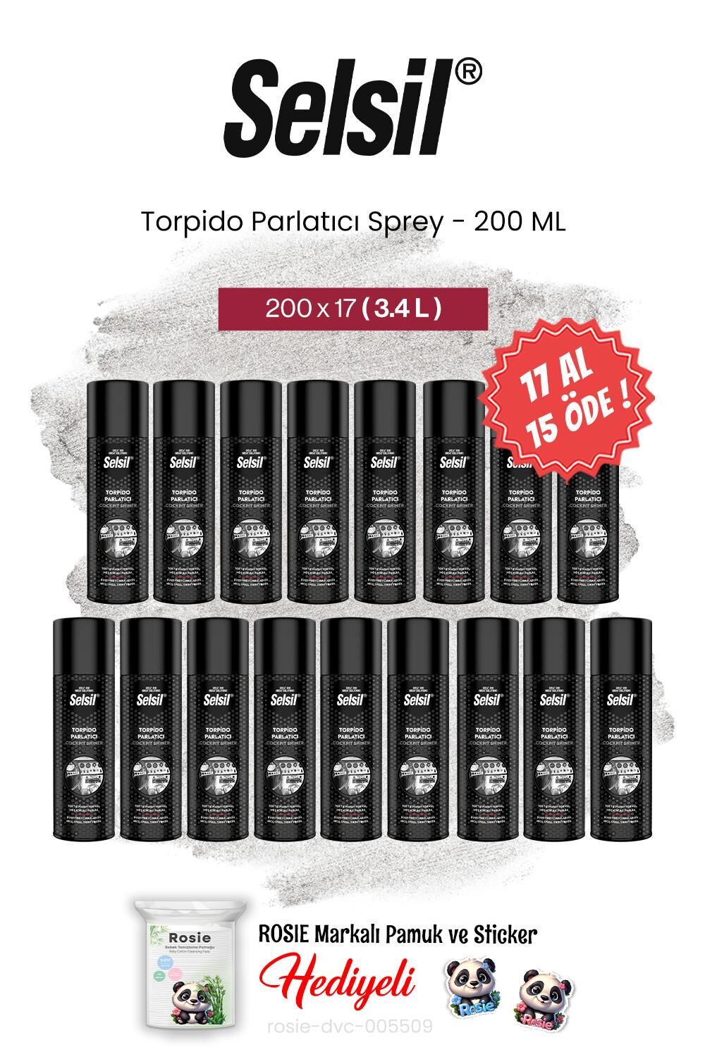 Selsil 200 ml Torpido Parlatıcı Sprey, 17 AL 15 ÖDE ve rosie pamuk
