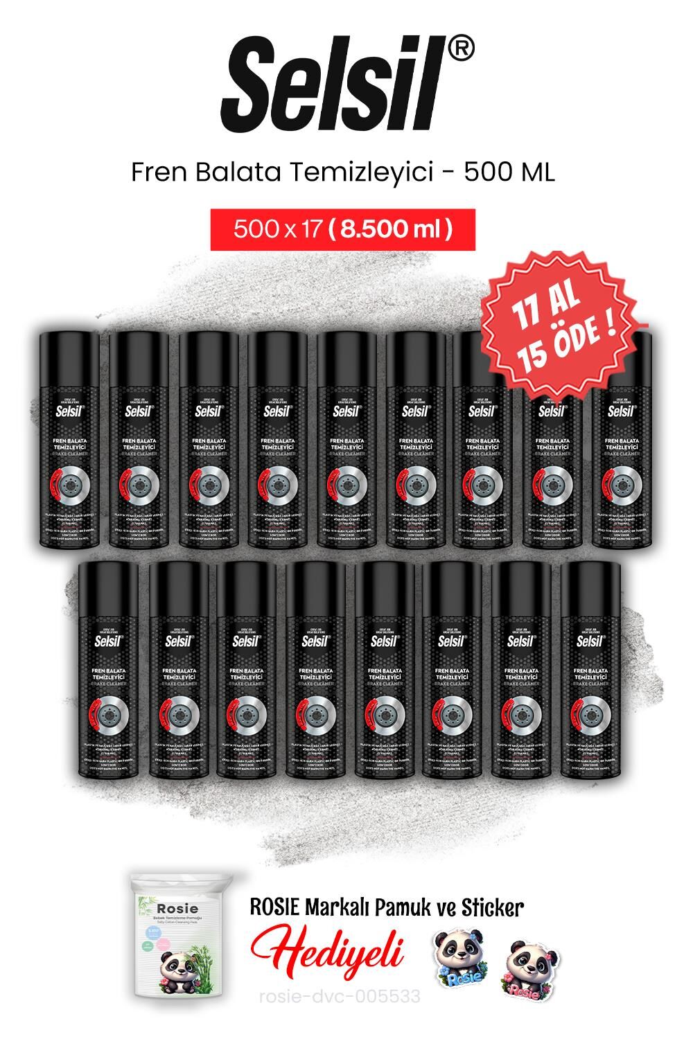 Selsil Fren Balata Temizleyici Sprey 500 ml, 17 AL 15 ÖDE ve rosie pamuk