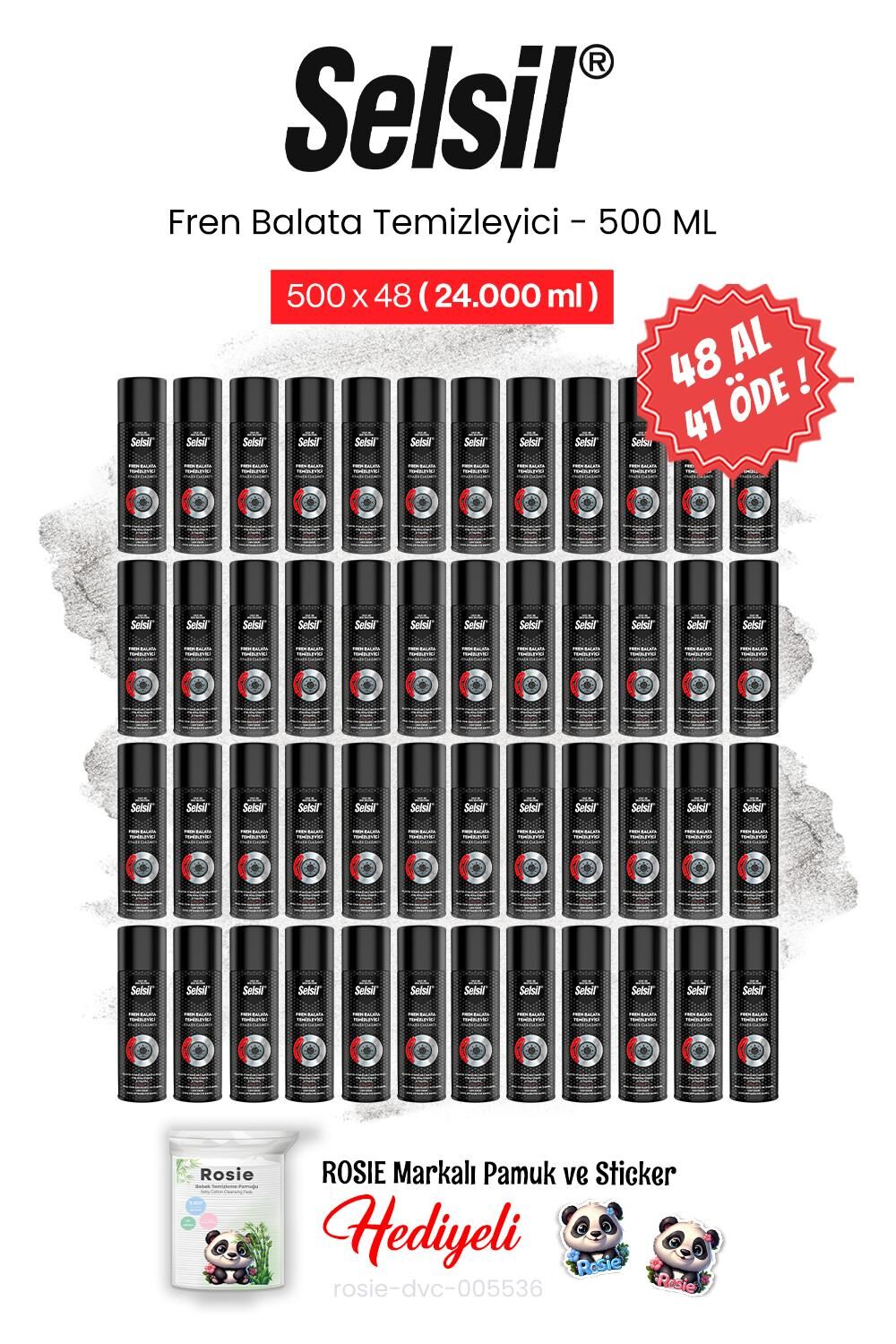 Selsil 48 AL 41 ÖDE, 500 ml Fren Balata Temizleyici Sprey ve rosie pamuk