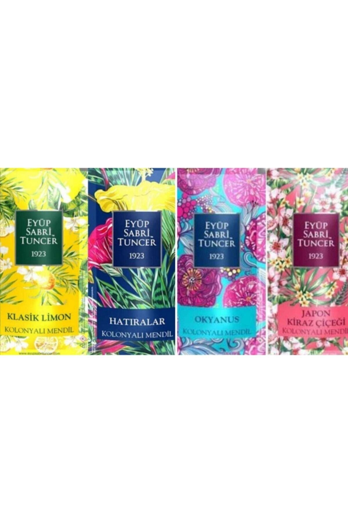 Eyüp Sabri Tuncer Kolonyalı Mendil Klasik Limon, Hatıralar, Japon Kiraz Çiçeği ve Okyanus 150 Adet (4Paket)
