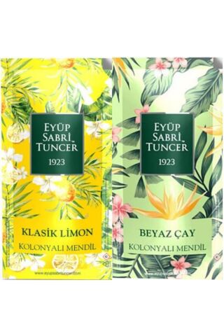 Eyüp Sabri Tuncer Kolonyalı Mendil Klasik Limon ve Beyaz Çay 150 Adet (2 Paket)