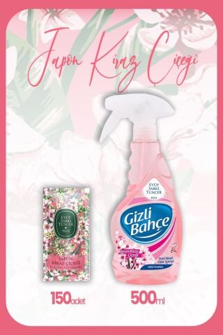 Eyüp Sabri Tuncer Japon Kiraz Çiçeği  Kolonyalı Mendil 150 Adet & Köpük Sabun 500 ml