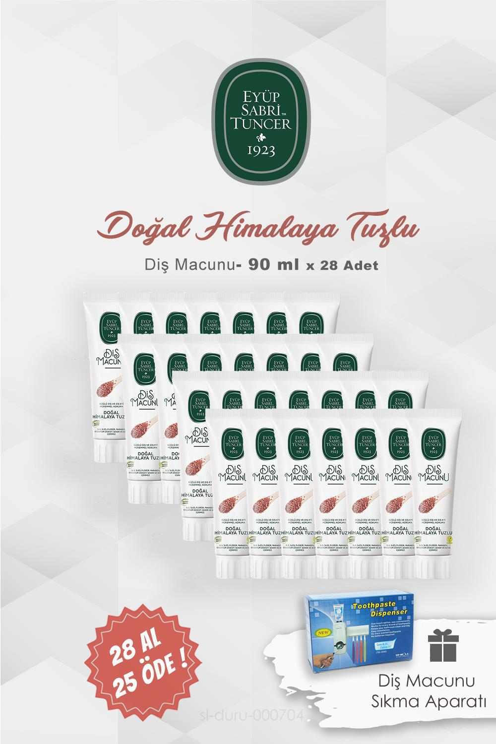 Eyüp Sabri Tuncer Diş Macunu Himalaya Tuzlu 28 AL 25 ÖDE 90 ml ve Diş Macunu Sıkma Aparatı