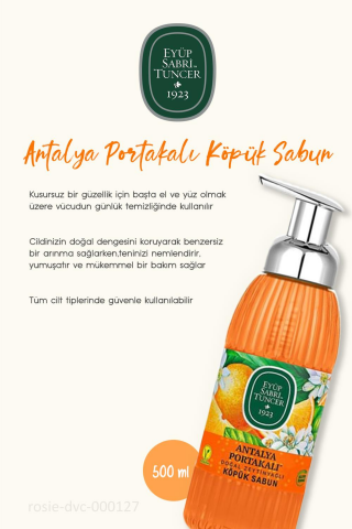 Eyüp Sabri Tuncer 3'lü Antalya Portakalı Köpük Sabun 500 ml ve ROSIE Pamuk 60'lı