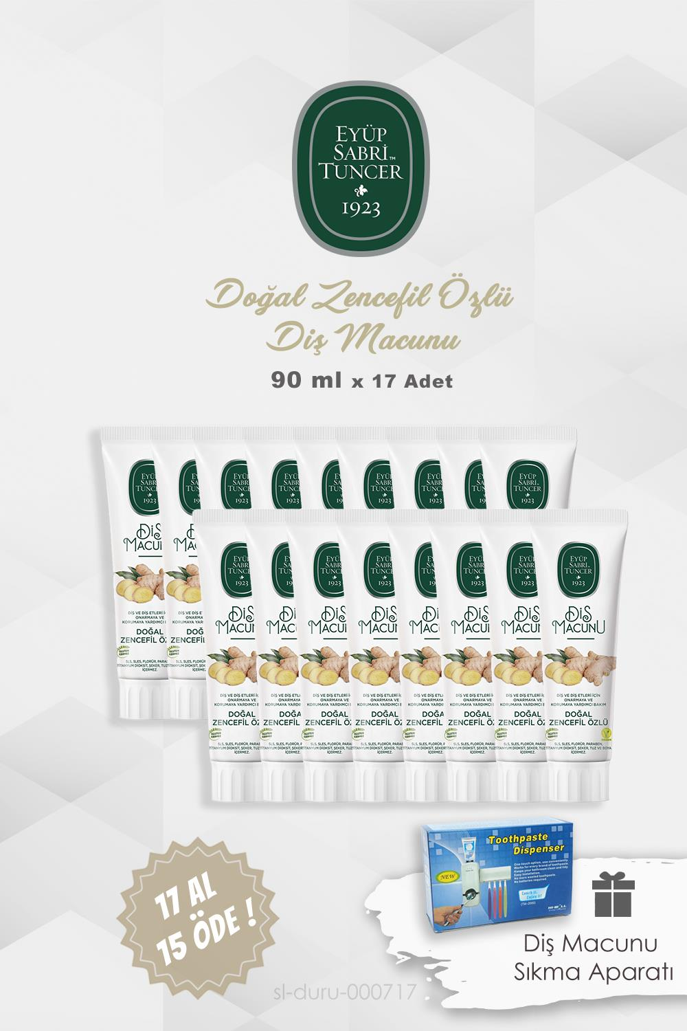 Eyüp Sabri Tuncer Diş Macunu 17 AL 15 ÖDE Zencefil Özlü 90 ml ve Diş Macunu Pratik Aparatı
