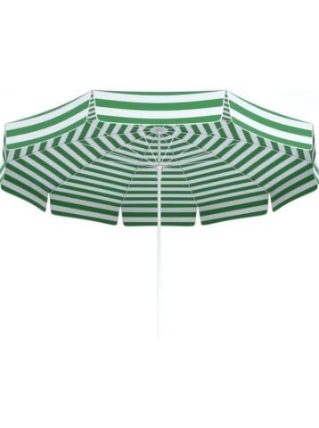 Plaj Şemsiyesi 8 Telli 200 CM Çap Yeşil Beyaz Renk BİDONLU Eğim Verilir ve rosie hediye