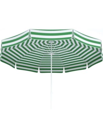 Plaj Şemsiyesi 200 CM Çap Yeşil Beyaz 8 Telli Eğim Verilir BİDONSUZ ve rosie hediye