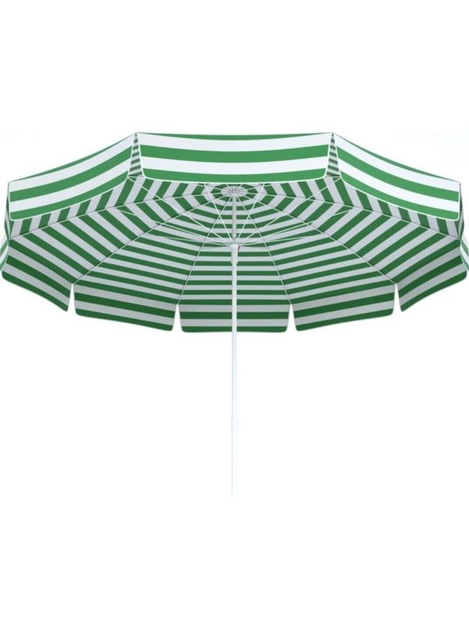 Plaj Şemsiyesi Yeşil Beyaz Renkli 180 CM Çap 8 Telli Eğim Verilebilir