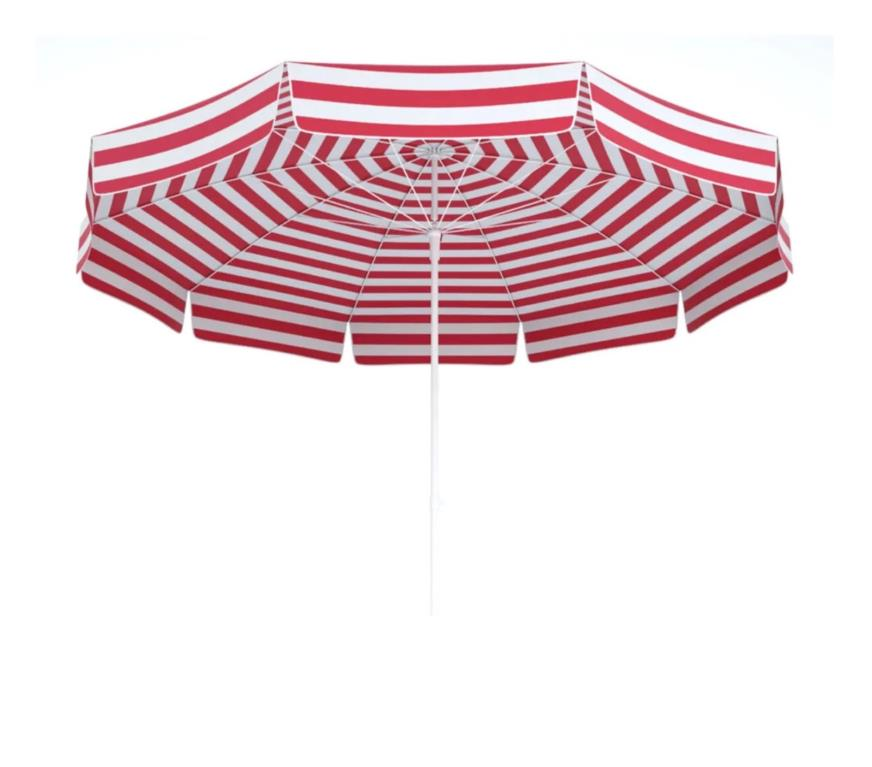 Plaj Şemsiyesi Kırmızı Beyaz Renkli 8 Telli 180 CM Çap Eğim Verilebilir
