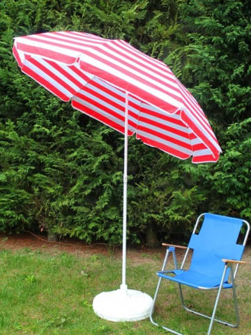 Plaj Şemsiyesi Kırmızı Beyaz Renkli 8 Telli 180 CM Çap Eğim Verilebilir
