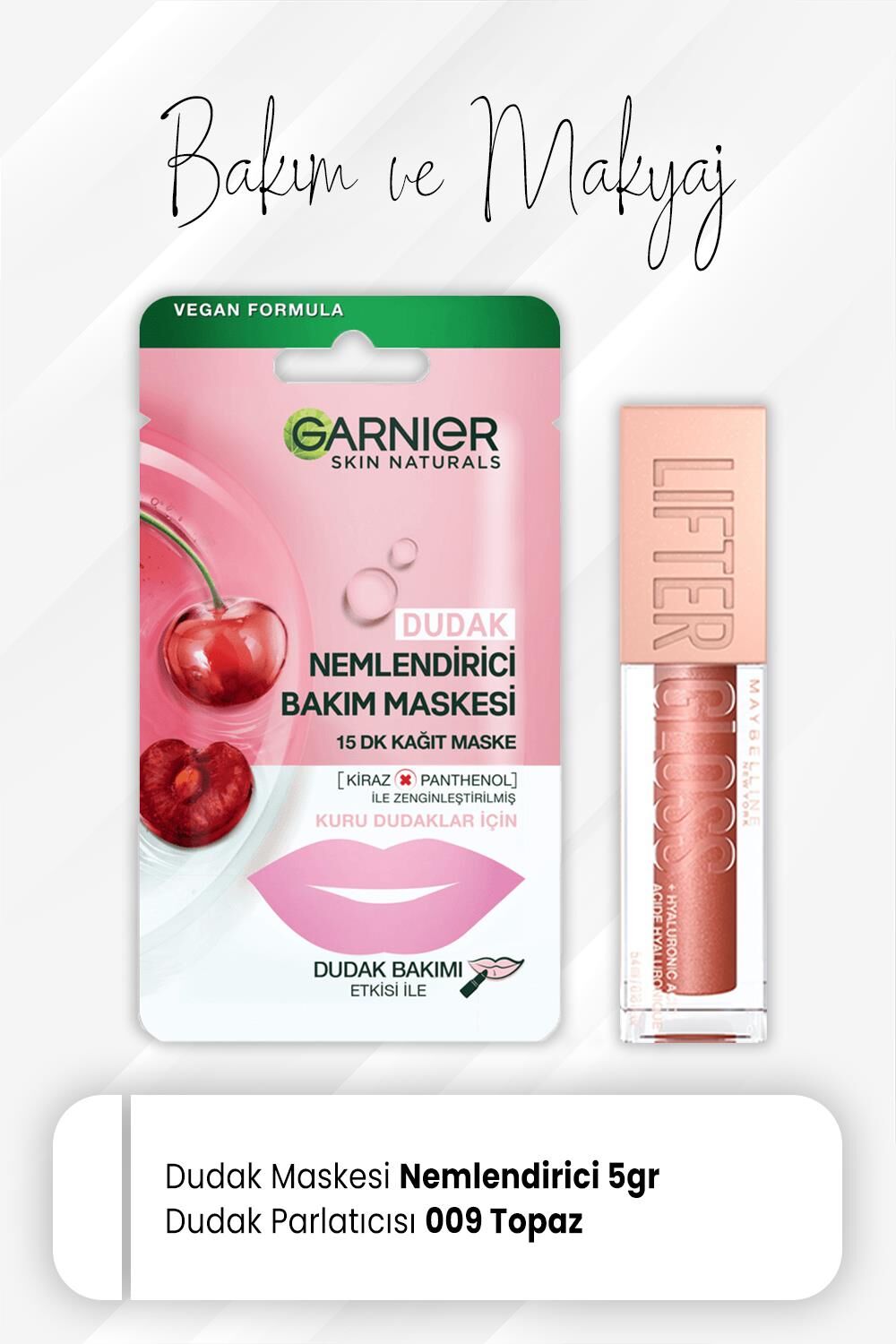 Garnier Dudak Nemlendiricisi Maske 5 gr ve Lifter Gloss Dudak Parlatıcısı 009 Topaz