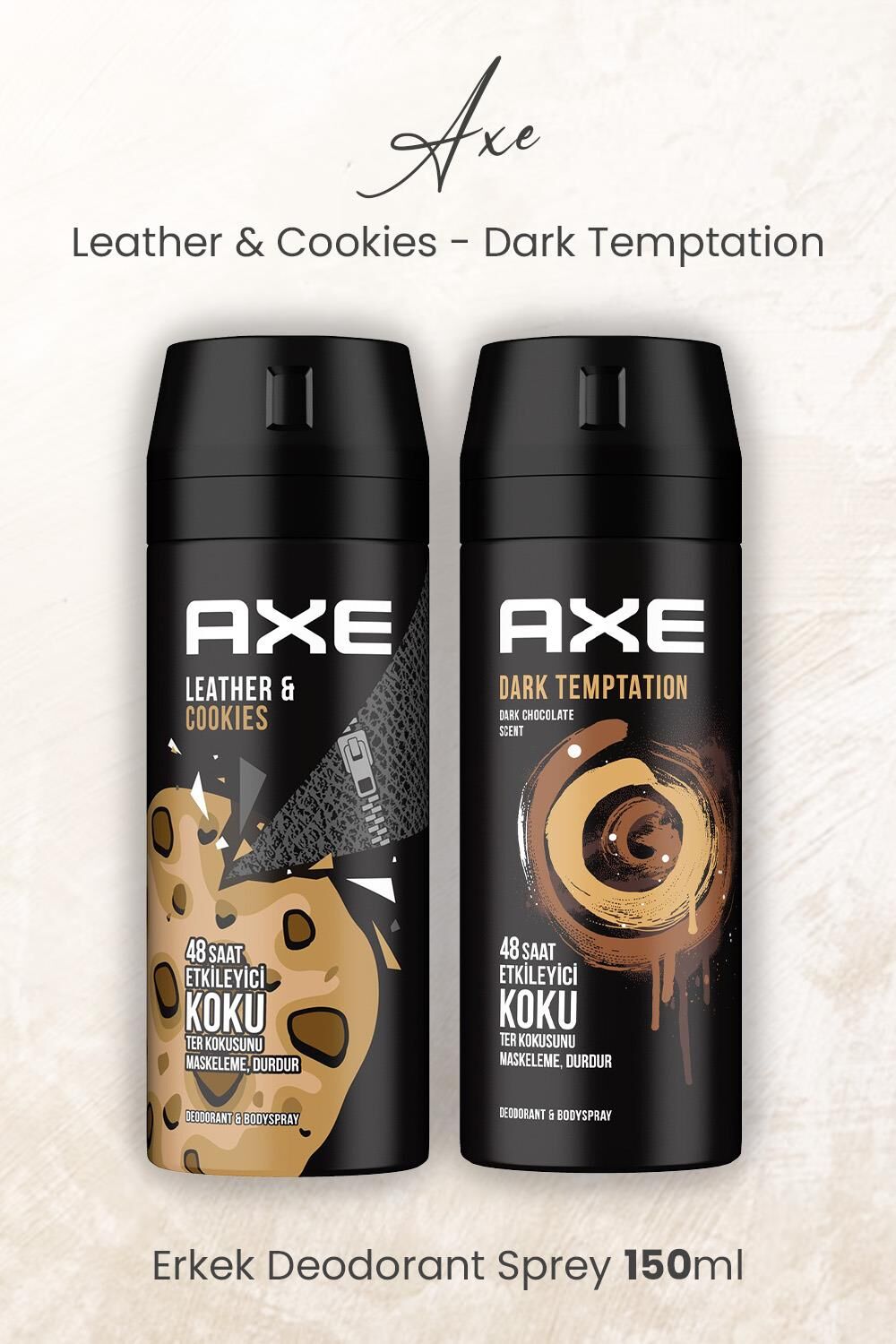 Axe Erkek Deodorant Sprey Leather & Cookies ve Dark Temptation 150 ml
