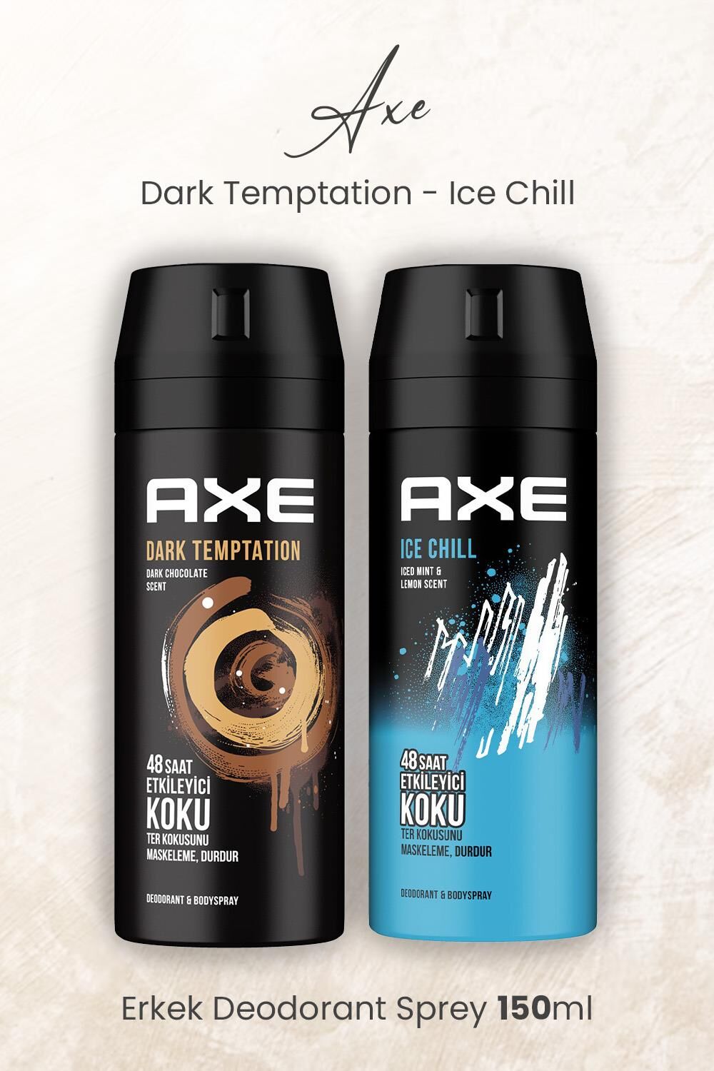 Axe Erkek Deodorant Sprey Dark Temptation ve Ice Chill 150 ml