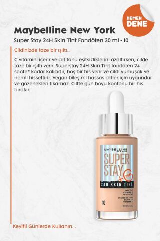 Maybelline Super Stay 24H Skin Tint Fondöten 10