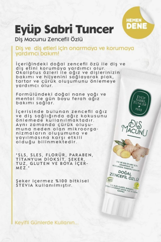 Eyüp Sabri Tuncer 3 Adet Diş Macunu Zencefil Özlü 90 ml ve 60'lı Pamuk ROSIE