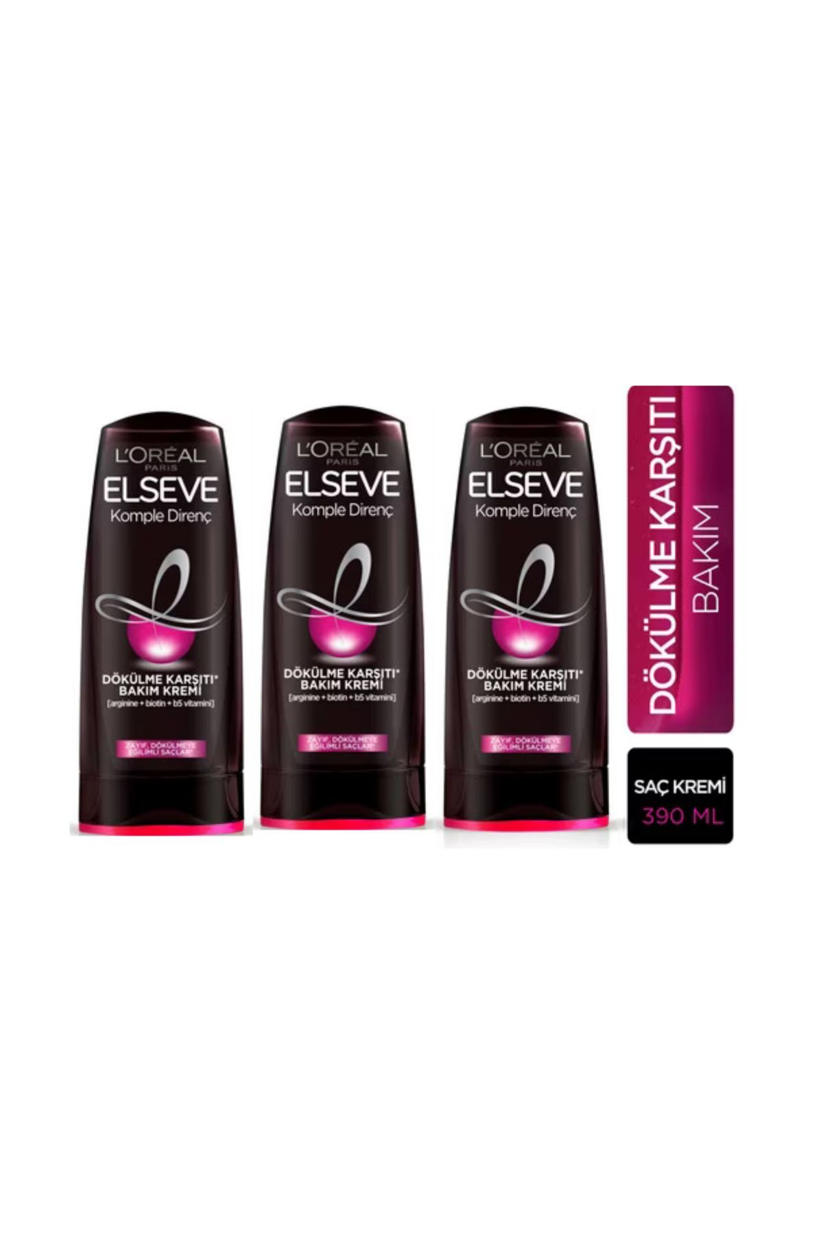 Elseve Komple Direnç Dökülme Karşıtı Bakım Kremi 390 ml x 3 Adet