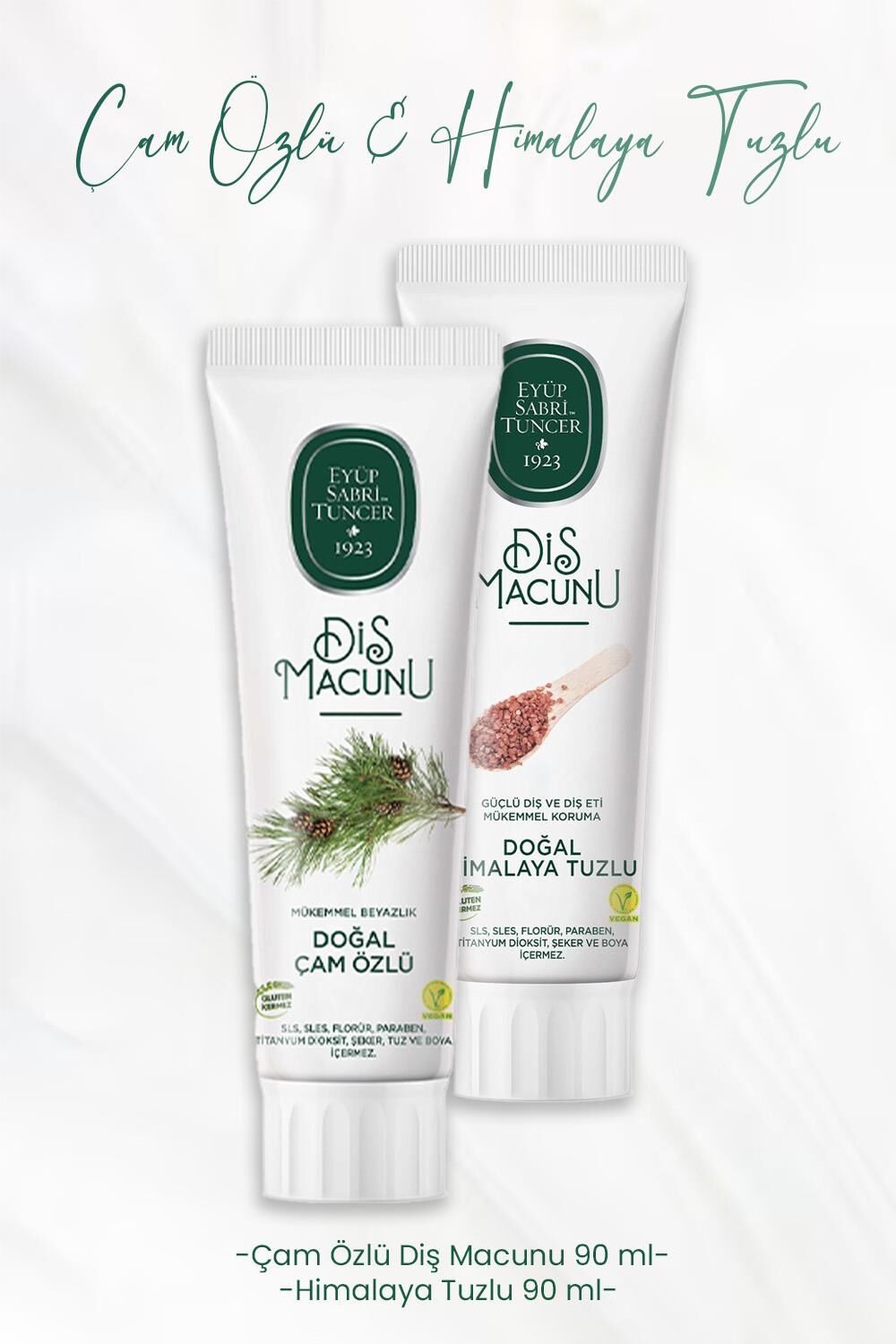 Eyüp Sabri Tuncer Diş Macunu Çam Özlü 90 ml ve Himalaya Tuzlu 90 ml