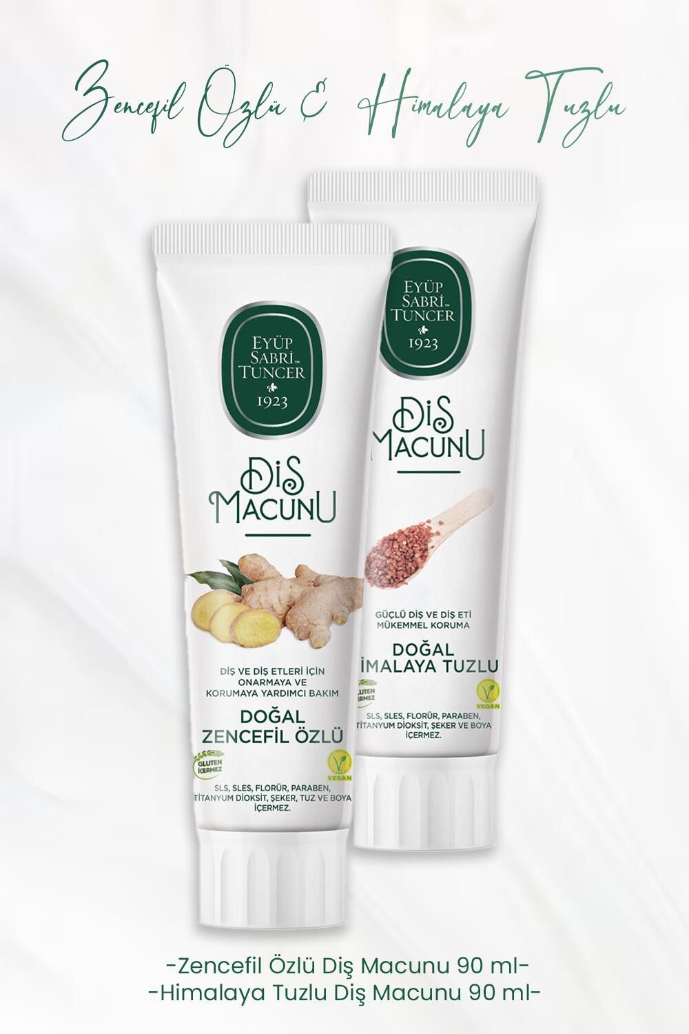 Eyüp Sabri Tuncer Diş Macunu Zencefil Özlü 90 ml ve Himalaya Tuzlu 90 ml