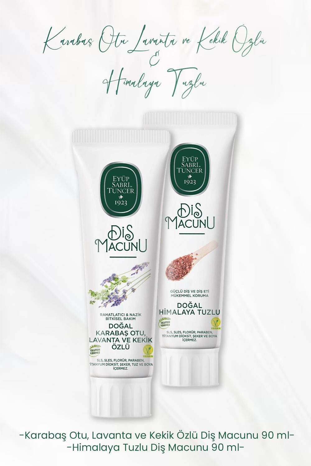 Eyüp Sabri Tuncer Diş Macunu Lavanta ve Kekik Özlü 90 ml ve Himalaya Tuzlu 90 ml