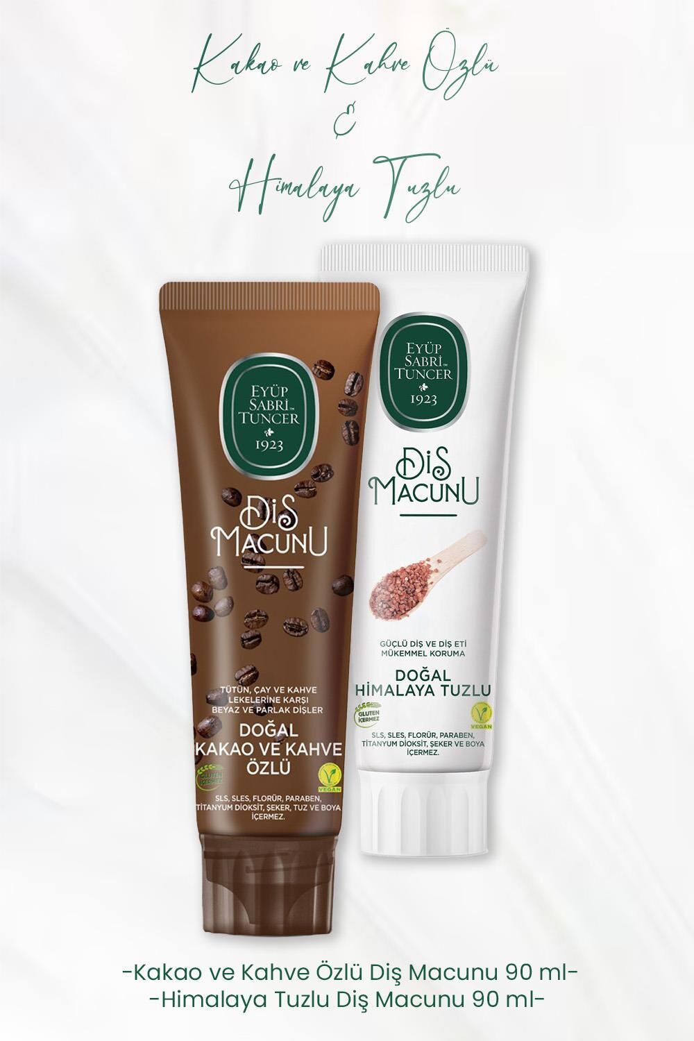 Eyüp Sabri Tuncer Diş Macunu Kakao ve Kahve Özlü 90 ml ve Himalaya Tuzlu 90 ml
