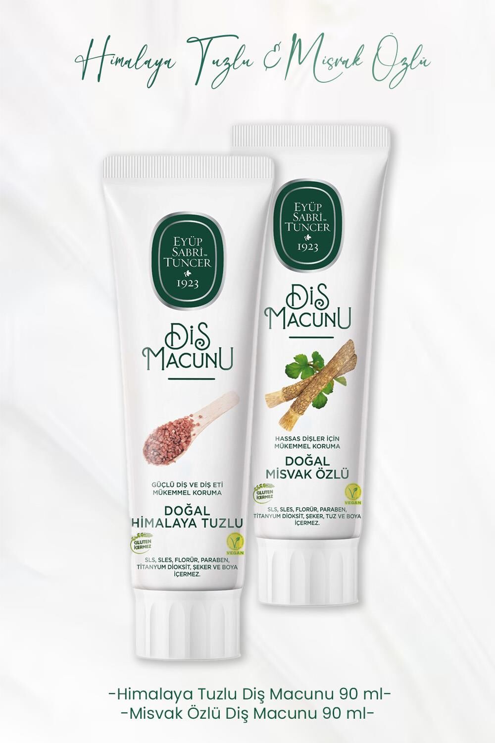 Eyüp Sabri Tuncer Diş Macunu Himalaya Tuzlu 90 ml ve Misvak Özlü 90 ml