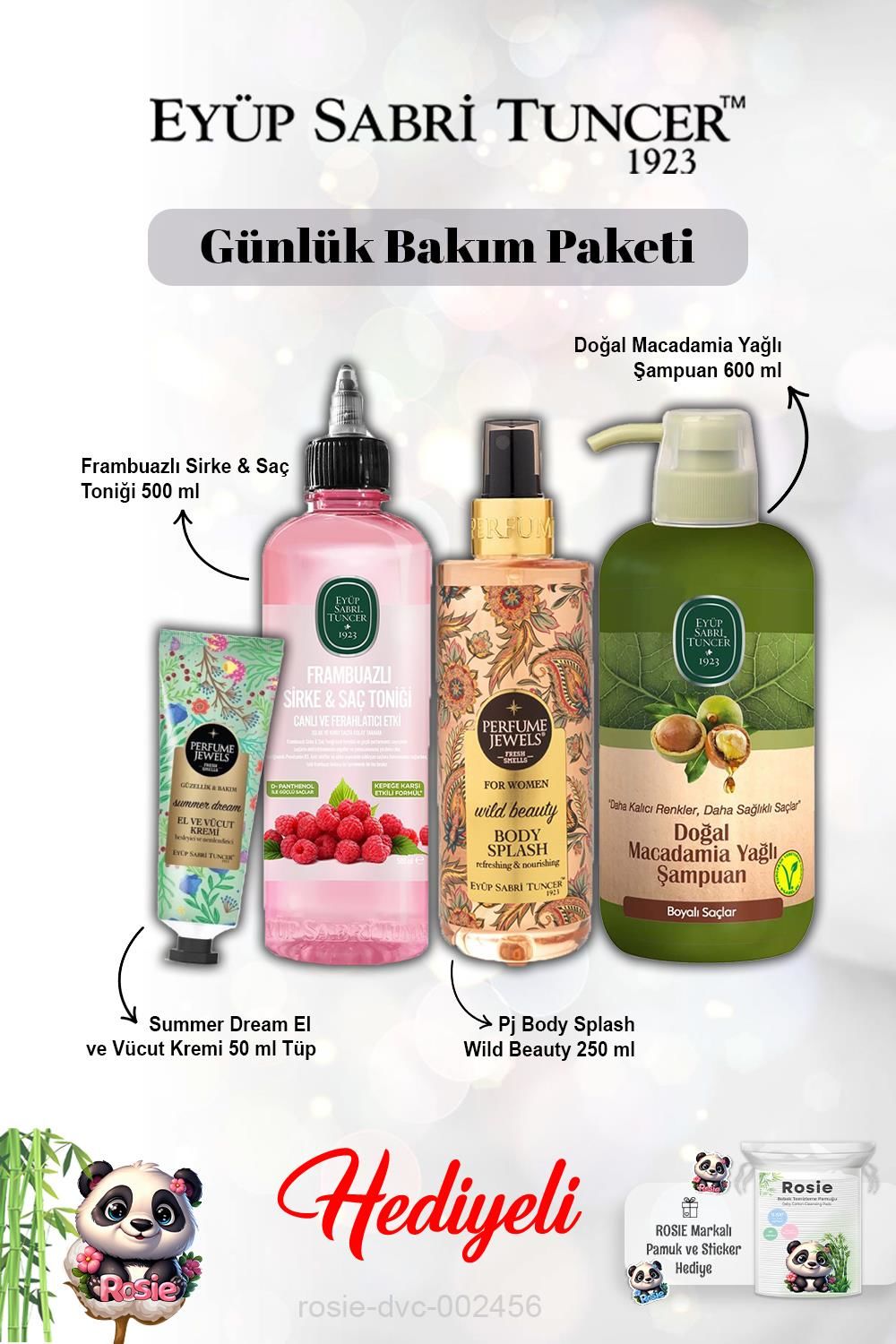 Summer Dream Krem,Vücut Spreyi Wild Beauty, Frambuaz Tonik, Macadamia Şampuan ve Rosie