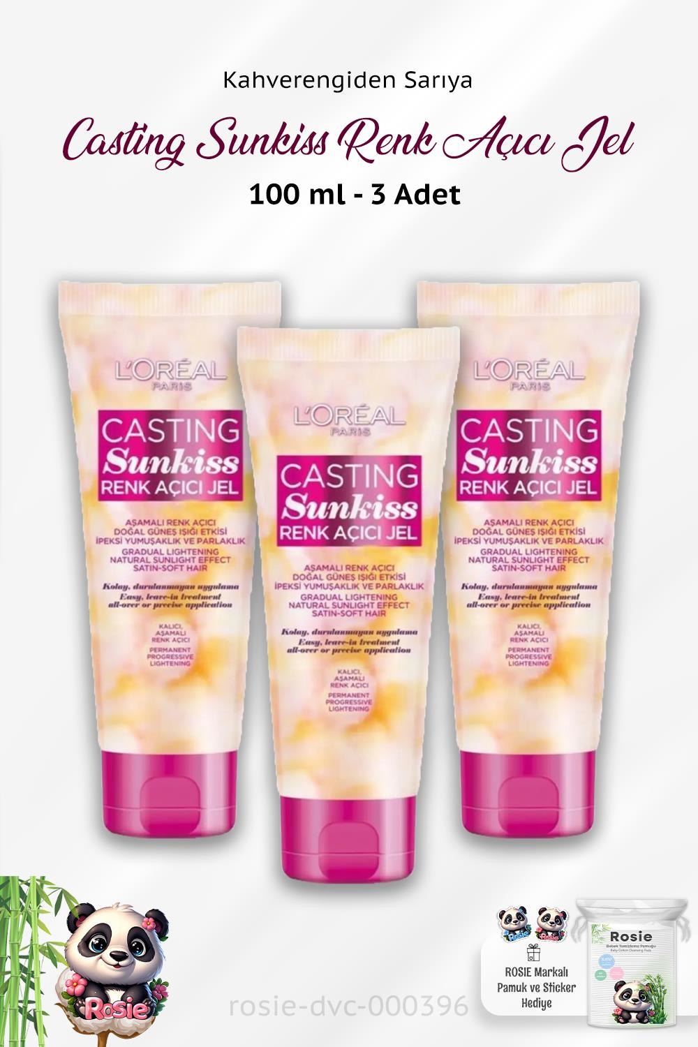 3 Adet L'Oréal Paris Casting Sunkiss Renk Açıcı Jel 100 ml ve ROSIE