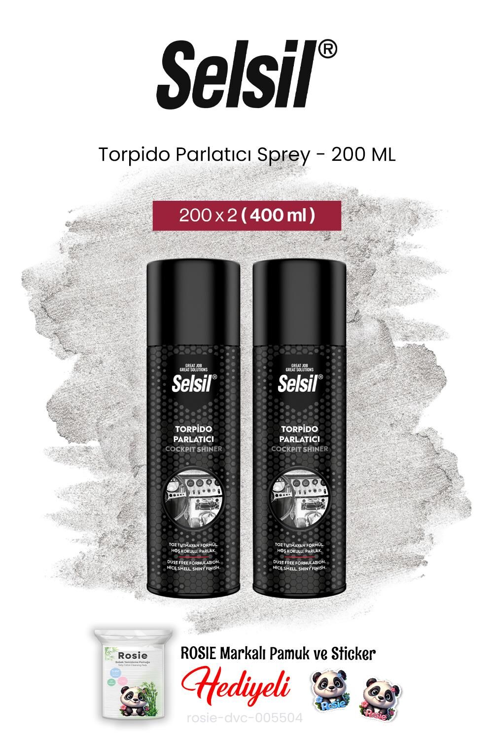 Selsil Torpido Parlatıcı Sprey, 200 ml 2 adet ve rosie pamuk