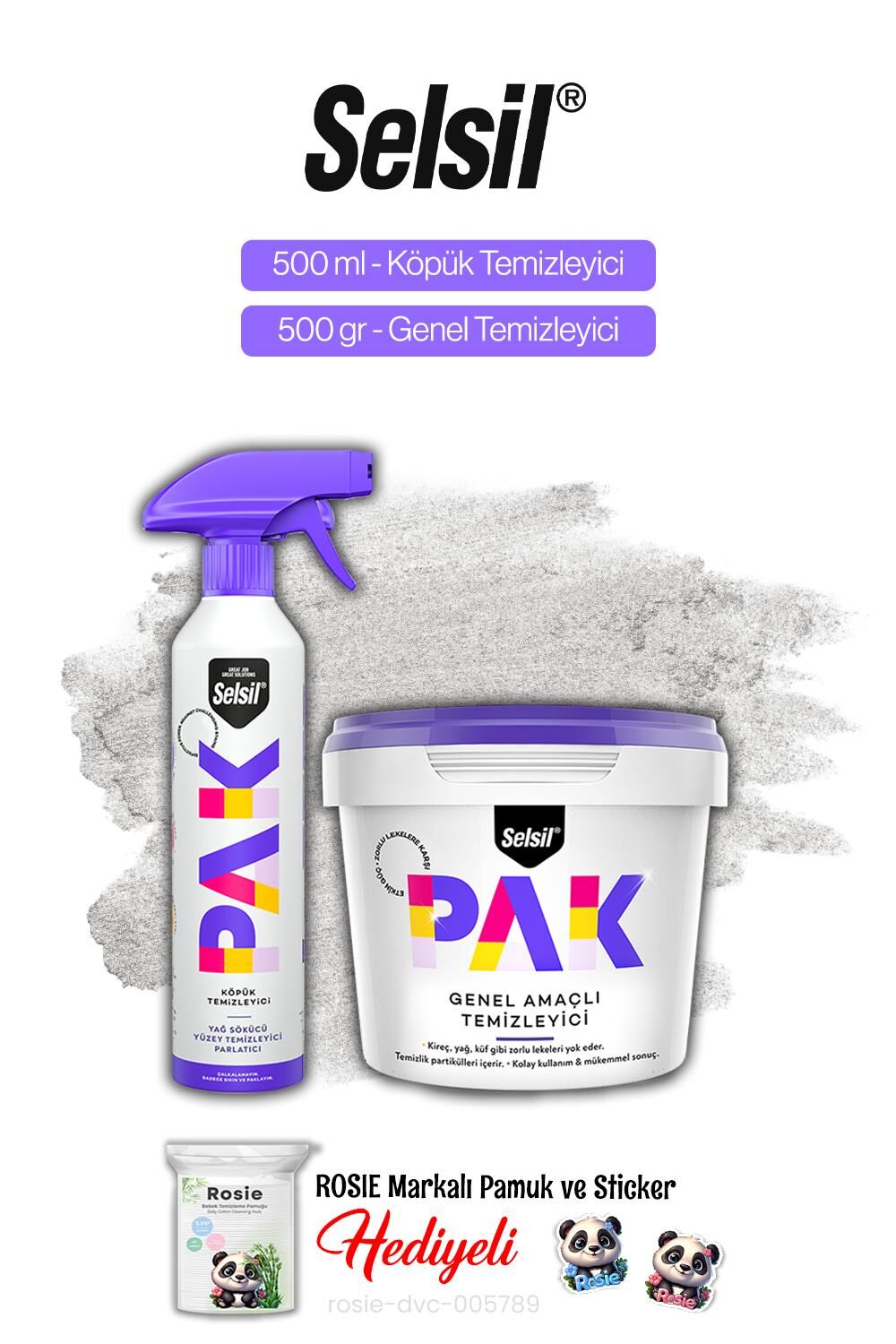 Selsil Pak Köpük Temizleyici 500 ml ve Genel Temizleyici 500 gr, Rosie Hediye
