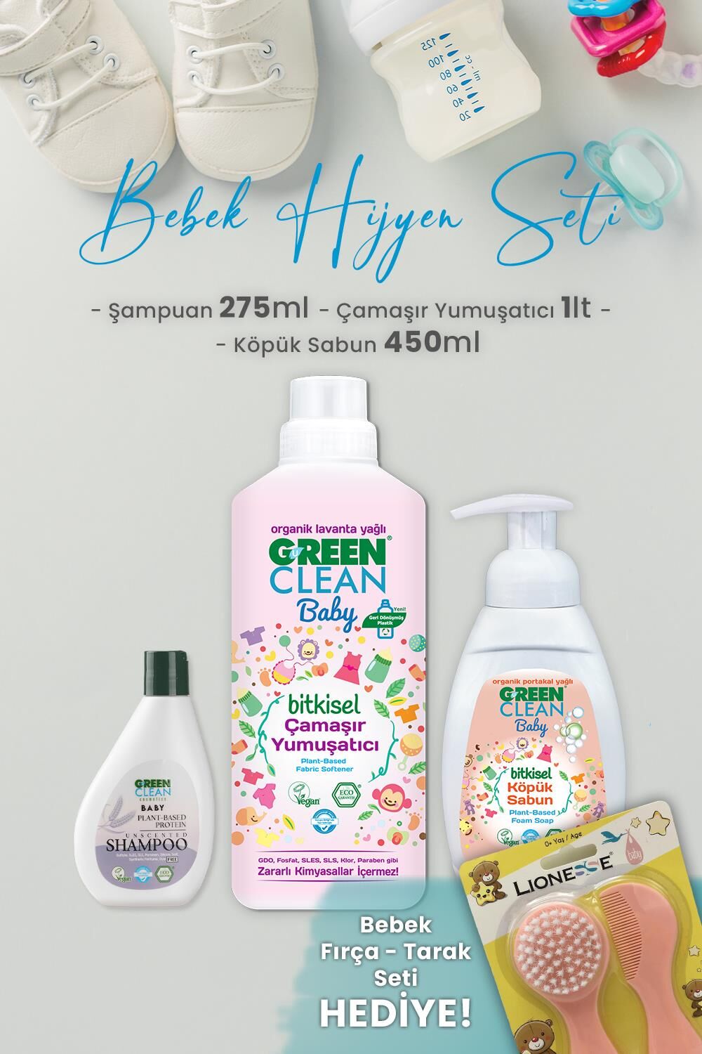 U Green Clean Baby Çamaşır Yumuşatıcı, Köpük Sabun, Şampuan ve Hediyeli