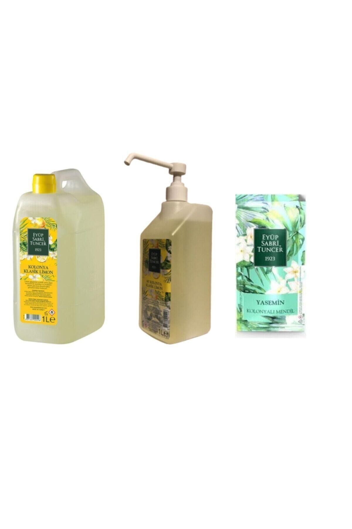 Eyüp Sabri Tuncer Yasemin Kolonyalı Mendil ve Klasik Limon Kolonyası Sprey ve Yedek Sişe 1 Litre
