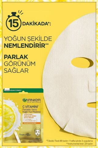 C Vitamini Parlaklık Verici Kağıt Yüz Maskesi 3'lü Set