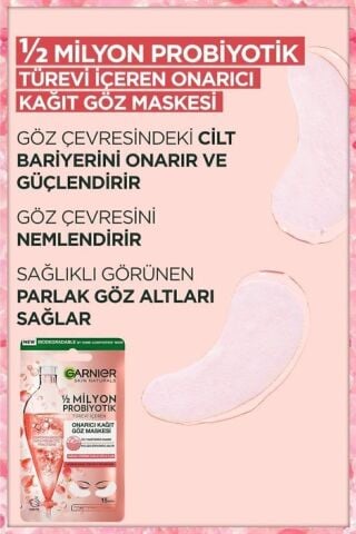1/2 Milyon Probiyotik Türevi Içeren Onarıcı Kağıt Göz Maskesi 3'lü Set