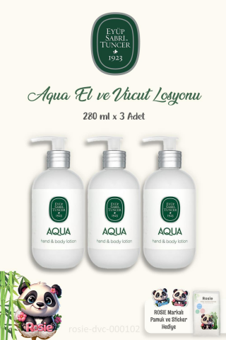 Eyüp Sabri Tuncer 3 Adet Aqua Vücut Losyonu 280 ml ve ROSIE Pamuk 60'lı