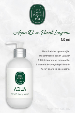 Eyüp Sabri Tuncer 3 Adet Aqua Vücut Losyonu 280 ml ve ROSIE Pamuk 60'lı