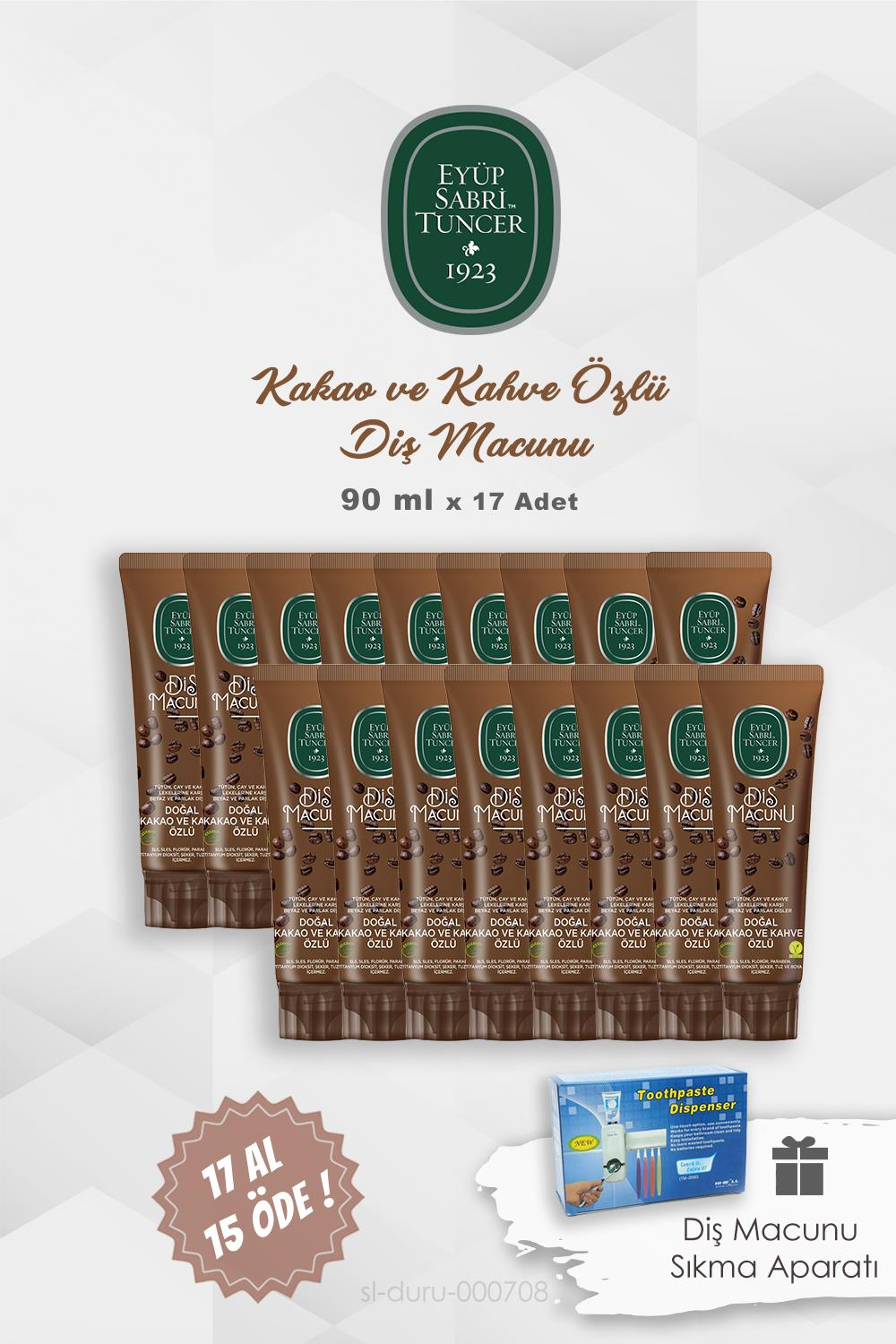 Eyüp Sabri Tuncer Diş Macunu Kakao Özlü 90 ml 17 AL 15 ÖDE, Diş Macunu Sıkma Aparatı Hediye