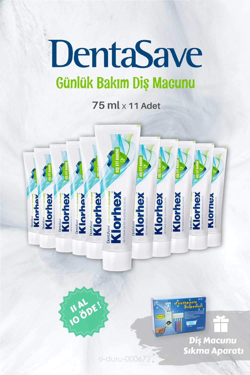 Dentasave Klorhex Diş Macunu Günlük Bakım 11 AL 10 ÖDE, Diş Macunu Aparatı Hediye