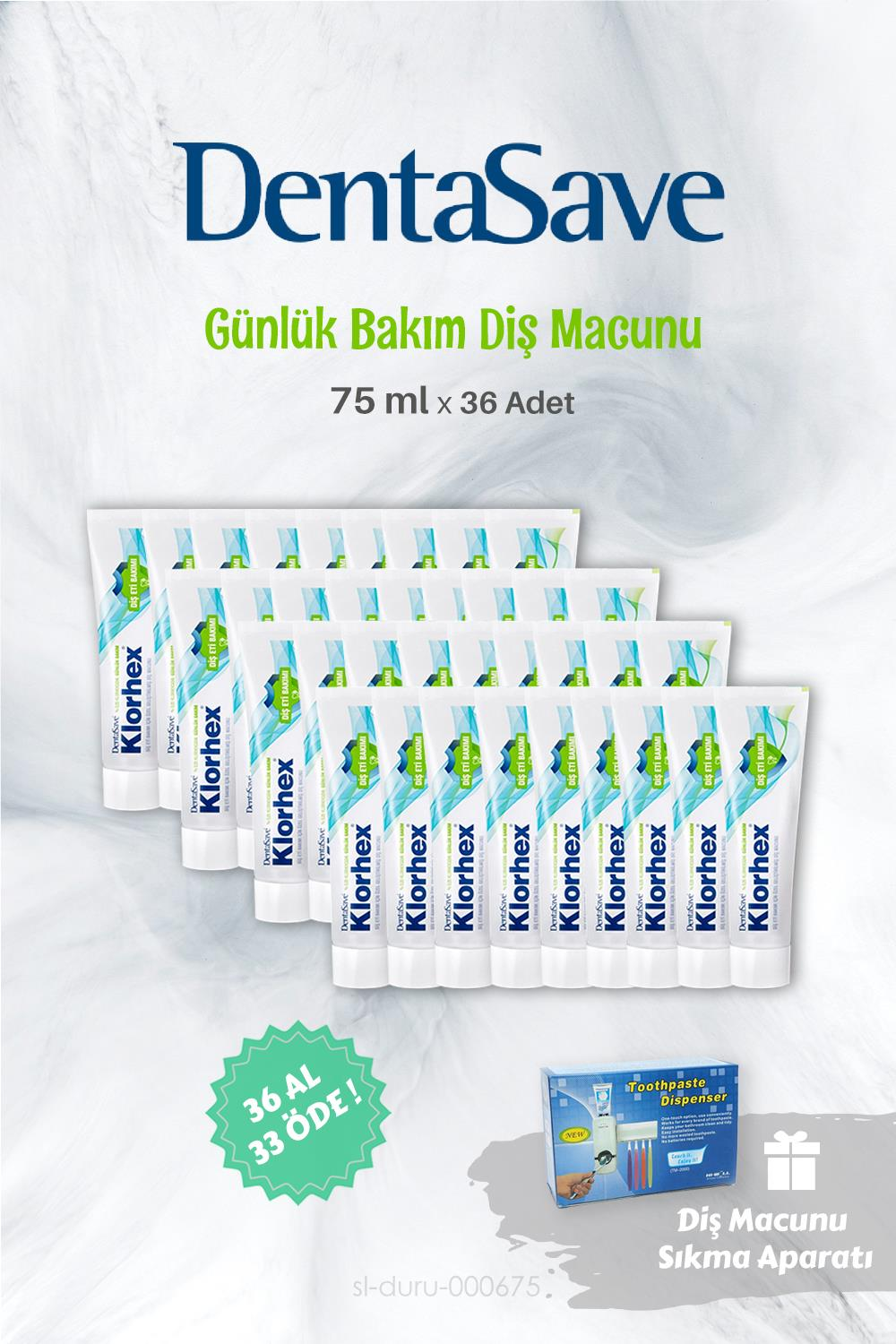 36 AL 33 ÖDE Dentasave Diş Macunu Günlük Bakım, Diş Macunu Aparatı Hediye