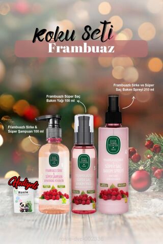 100 ml Bakım Yağı ve Şampuan, Saç Bakım Spreyi 210 ml Frambuaz ve Rosie Hediye