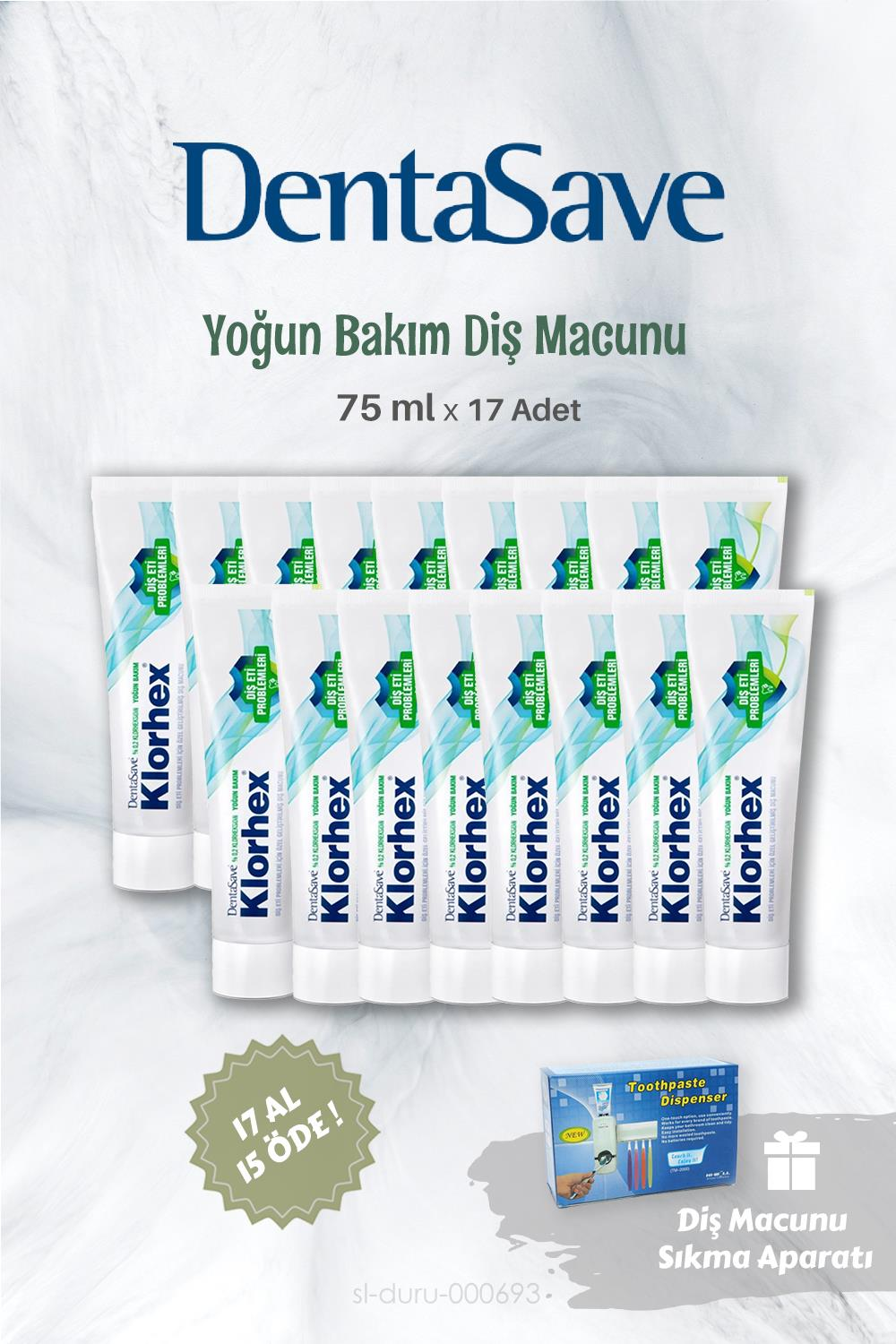 Dentasave Diş Macunu Yoğun Bakım 17 AL 15 ÖDE 75 ml ve Diş Macunu Sıkma Aparatı
