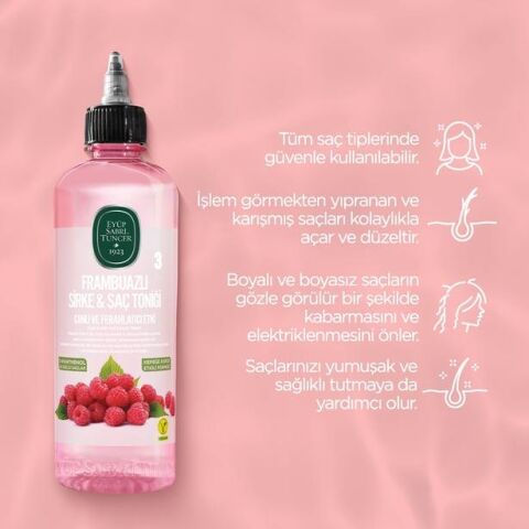 Eyüp Sabri Tuncer Sirke Frambuaz x2 Saç Toniği  ve x2 Şampuan 100 ml, ROSIE makyaj pamuğu