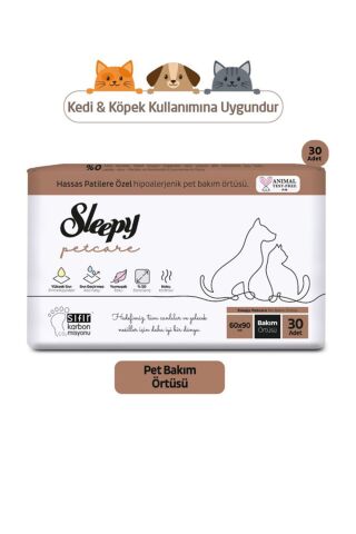 Sleepy Petcare Bakım Seti ( 30'lu Pet Bakım Örtüsü + 60 Yaprak Islak Havlu + 500 ml Şampuan )