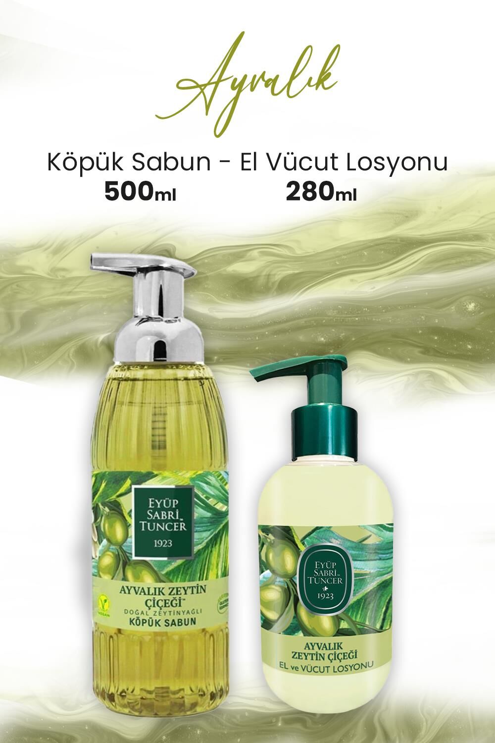 Eyüp Sabri Tuncer Ayvalık Zeytin Vücut Losyonu 280 ml ve Köpük Sabun 500 ml